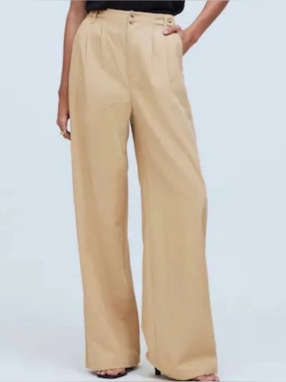 Madewell Women’s Harlow Wide Leg Pleated Trouser Petite10, Color:Seed Khaki
